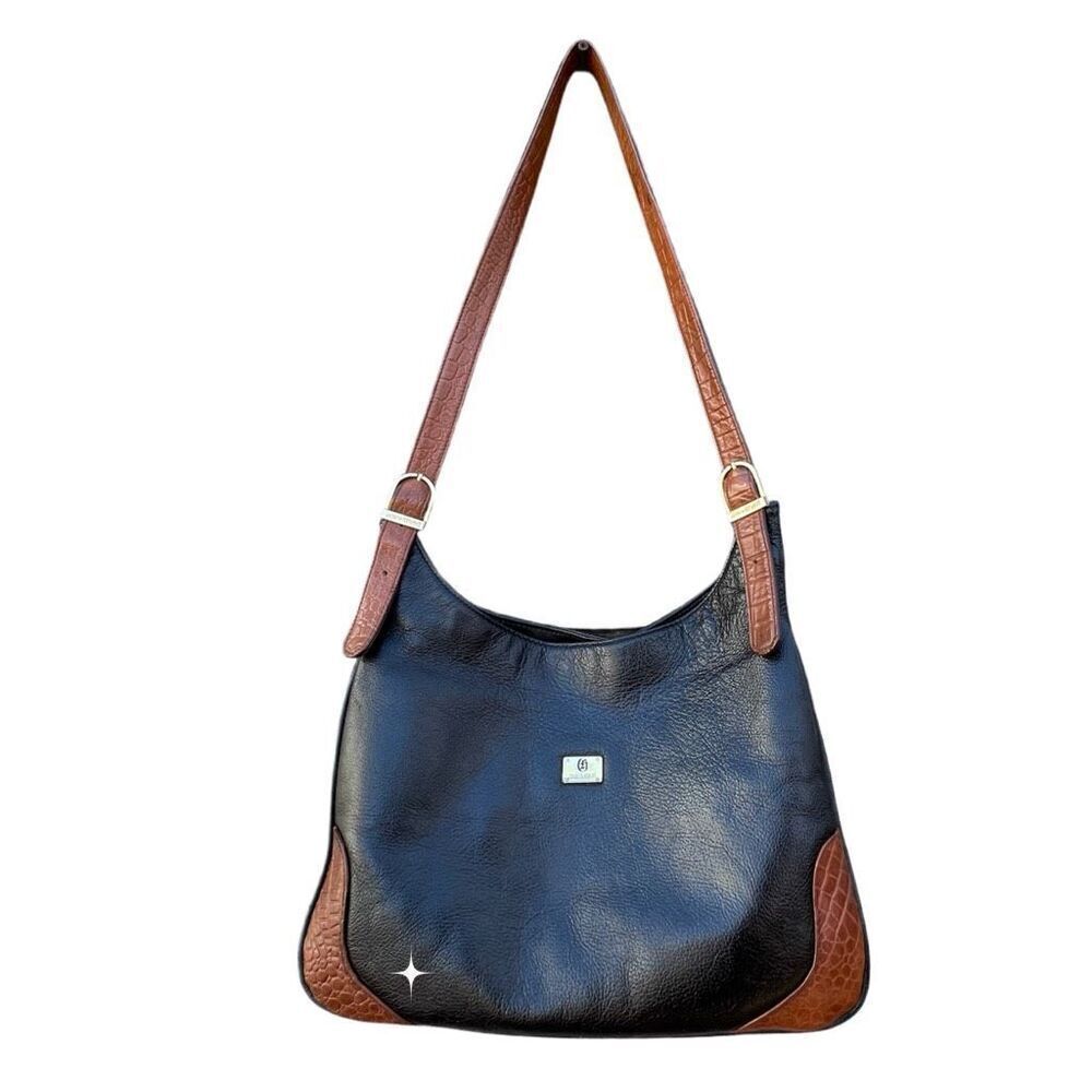 Vintage Charles-Huber large shoulder or crossbody. Leather exterior & interior.